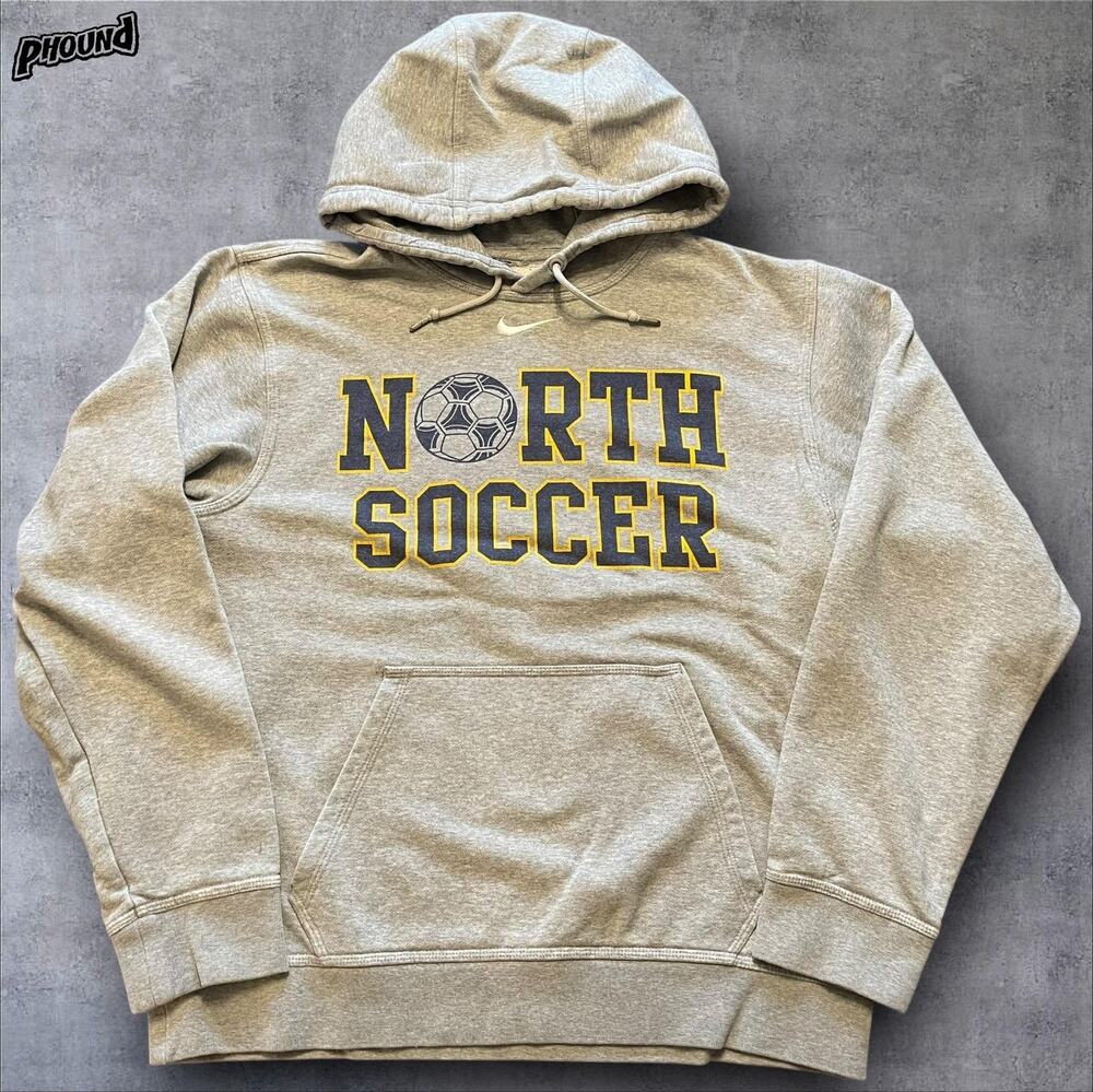 Nike Center Swoosh Hoodie Sweatshirt Mens Small Gray NORTH SOCCER